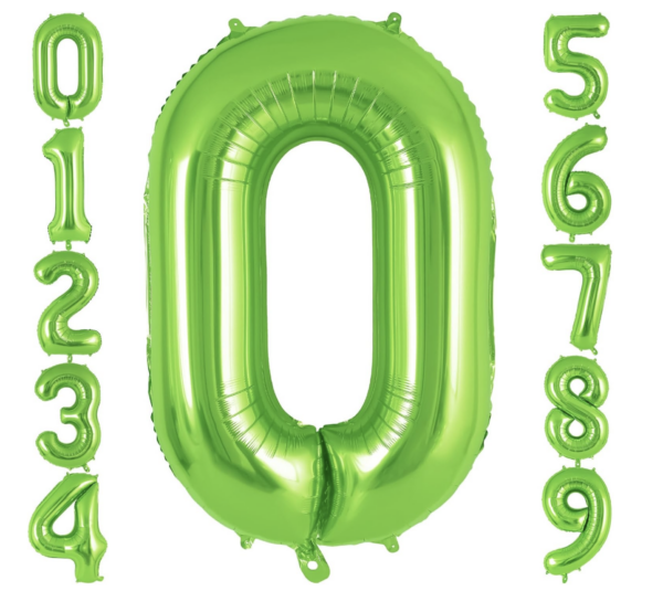 Green number balloons
